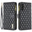 BINFEN COLOR BF Style-15 For Samsung Galaxy A55 5G Cell Phone Case Zipper Pocket Stand Protective Cover - Black - 1
