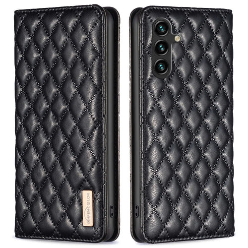 BINFEN COLOR BF Style-16 For Samsung Galaxy A55 5G Case Shockproof Leather Stand Card Slot Cover - Black - 1
