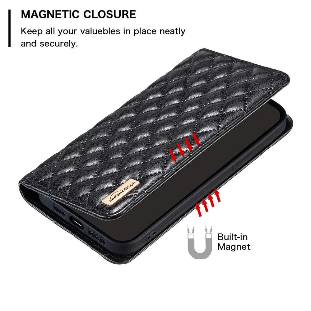 BINFEN COLOR BF Style-16 For Samsung Galaxy A55 5G Case Shockproof Leather Stand Card Slot Cover - Black - 4