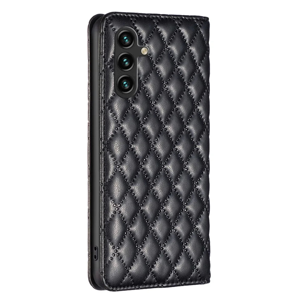 BINFEN COLOR BF Style-16 For Samsung Galaxy A55 5G Case Shockproof Leather Stand Card Slot Cover - Black - 6