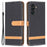 For Samsung Galaxy A55 5G Cell Phone Case Jeans Cloth Splicing Leather Stand Protective Cover - Black - 1