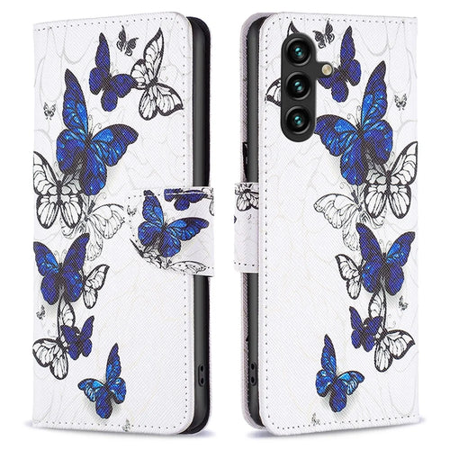 For Samsung Galaxy A55 5G Wallet Case PU Leather Pattern Printed Phone Cover - Butterflies - 1