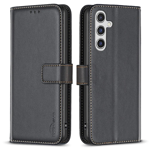 BINFEN COLOR BF17 For Samsung Galaxy A55 5G Flip Case PU Leather All Inclusive Phone Cover - Black - 1