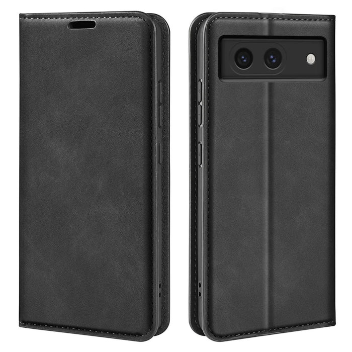 For Google Pixel 8a Case Shockproof Phone Case Skin-Touch PU Leather Flip Cover - Black - 1