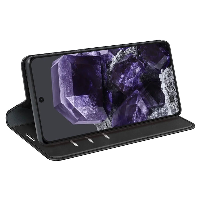For Google Pixel 8a Case Shockproof Phone Case Skin-Touch PU Leather Flip Cover - Black - 3