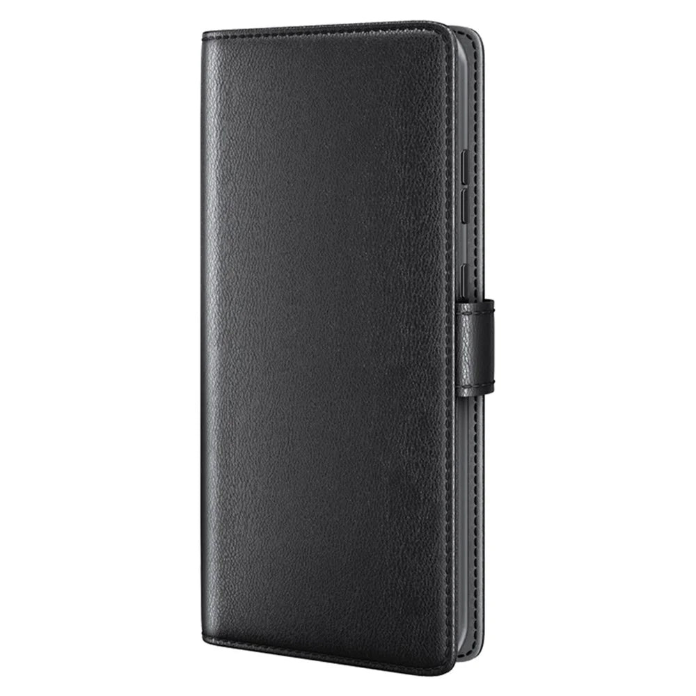 For Google Pixel 8a Case Genuine Split Leather Phone Cover with Wallet Stand - Black - 7