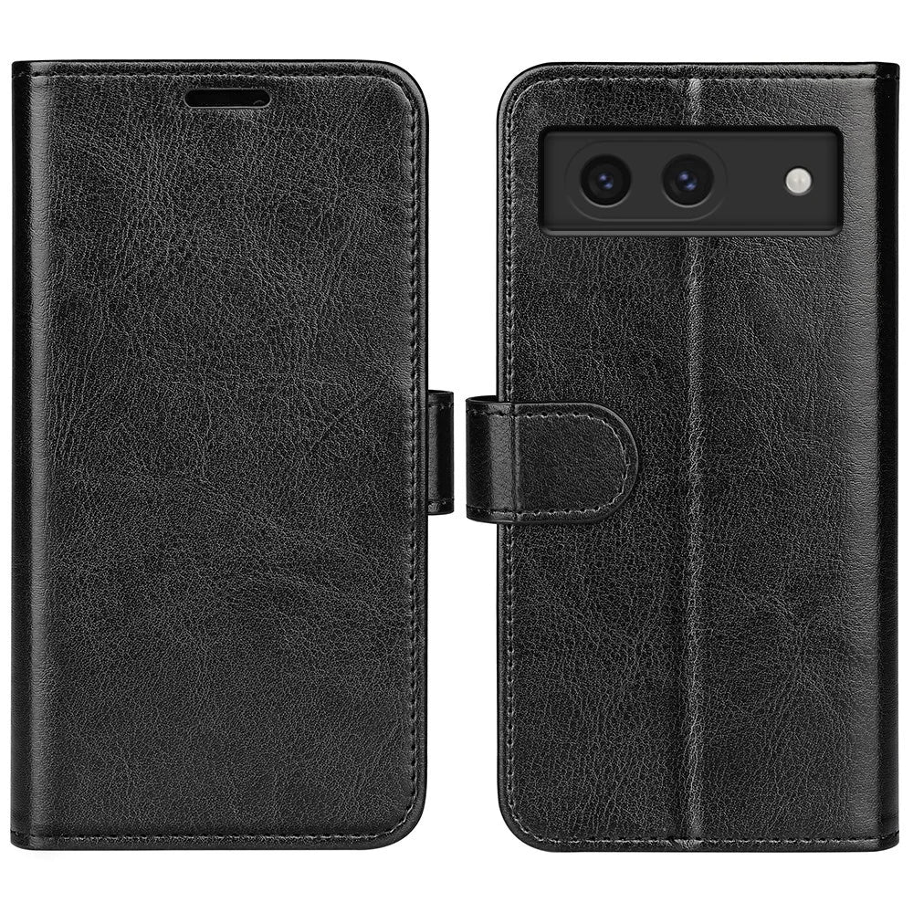 For Google Pixel 8a Case Anti-Dust Crazy Horse Texture Wallet Phone Case PU Leather Flip Cover - Black - 1