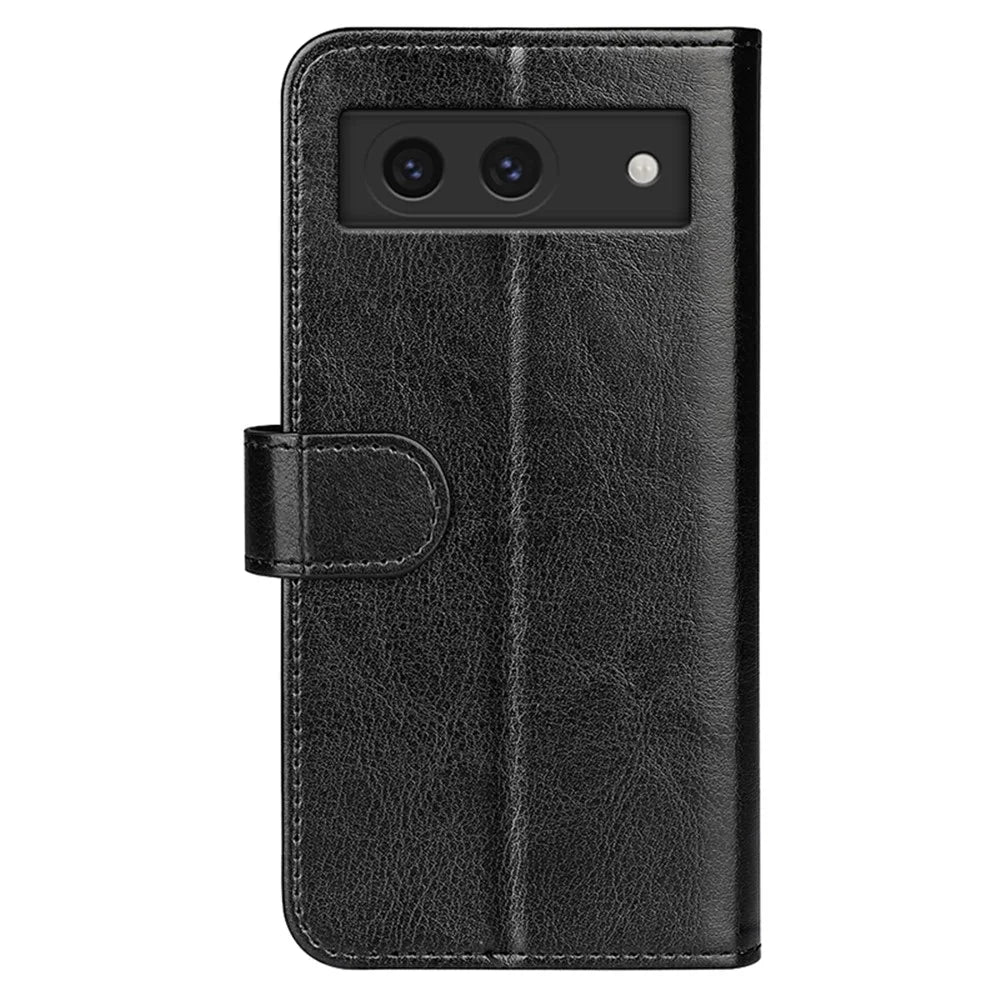 For Google Pixel 8a Case Anti-Dust Crazy Horse Texture Wallet Phone Case PU Leather Flip Cover - Black - 7