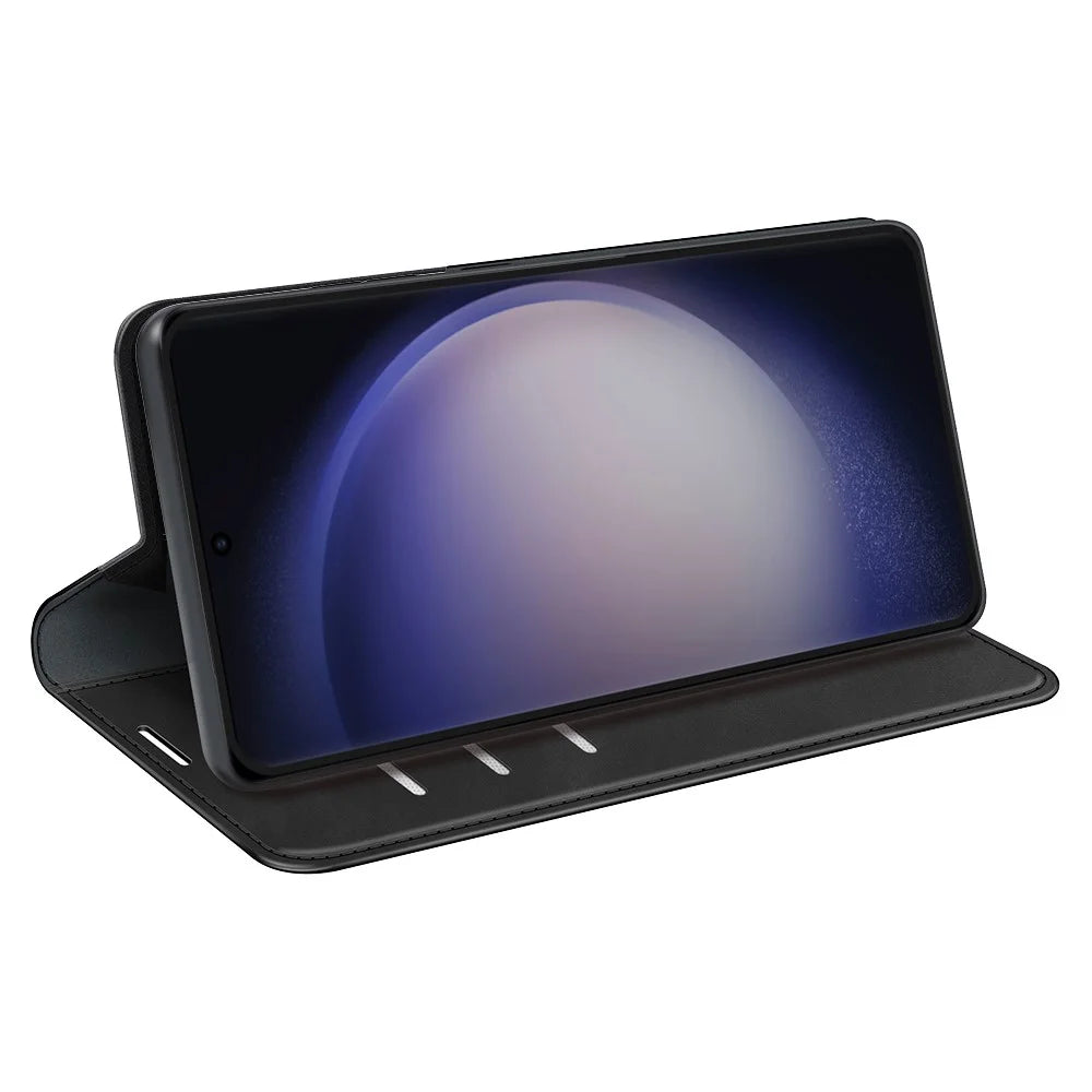 For Samsung Galaxy S24 Ultra Case Anti-Drop Phone Case Skin-Touch PU Leather Flip Cover - Black - 3