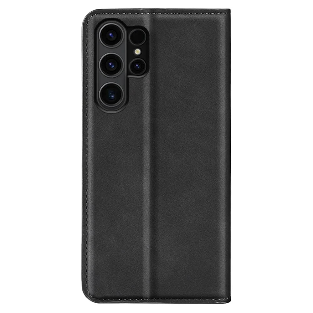 For Samsung Galaxy S24 Ultra Case Anti-Drop Phone Case Skin-Touch PU Leather Flip Cover - Black - 7