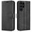 For Samsung Galaxy S24 Ultra Case Calf Texture PU Leather Protective Wallet Phone Cover - Black - 1