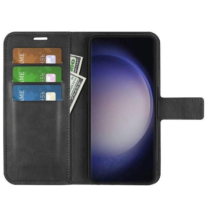 For Samsung Galaxy S24 Ultra Case Calf Texture PU Leather Protective Wallet Phone Cover - Black - 2