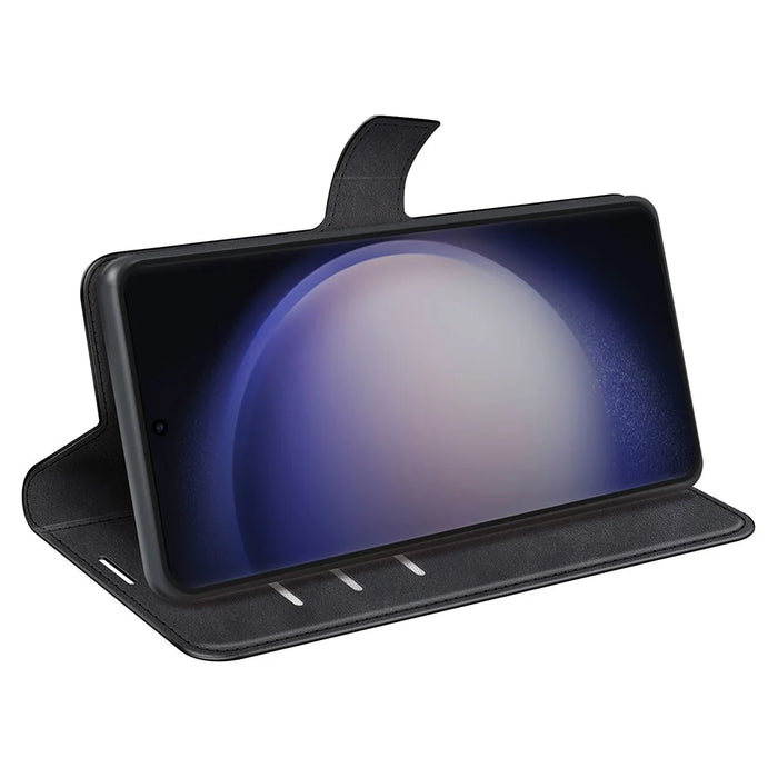 For Samsung Galaxy S24 Ultra Case Calf Texture PU Leather Protective Wallet Phone Cover - Black - 3