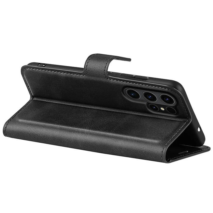 For Samsung Galaxy S24 Ultra Case Calf Texture PU Leather Protective Wallet Phone Cover - Black - 4