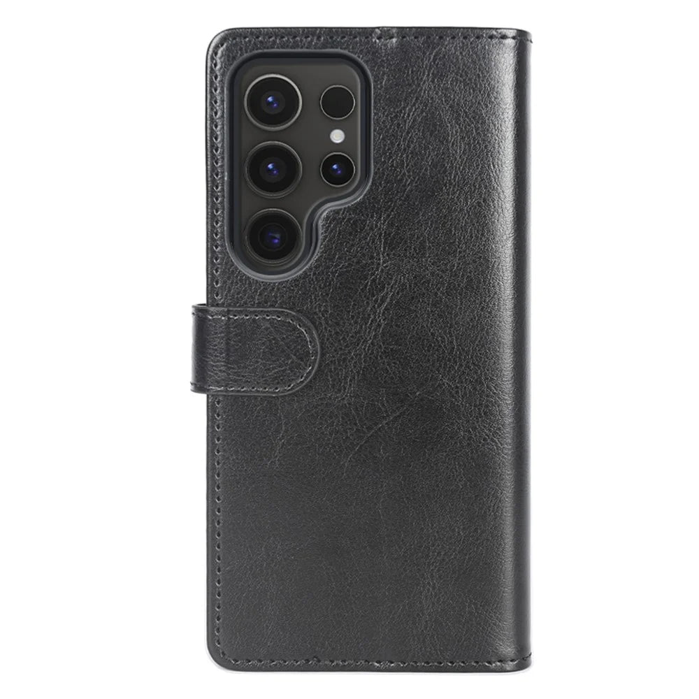 For Samsung Galaxy S24 Ultra Case Crazy Horse Texture Wallet Phone Case PU Leather Flip Cover - Black - 7