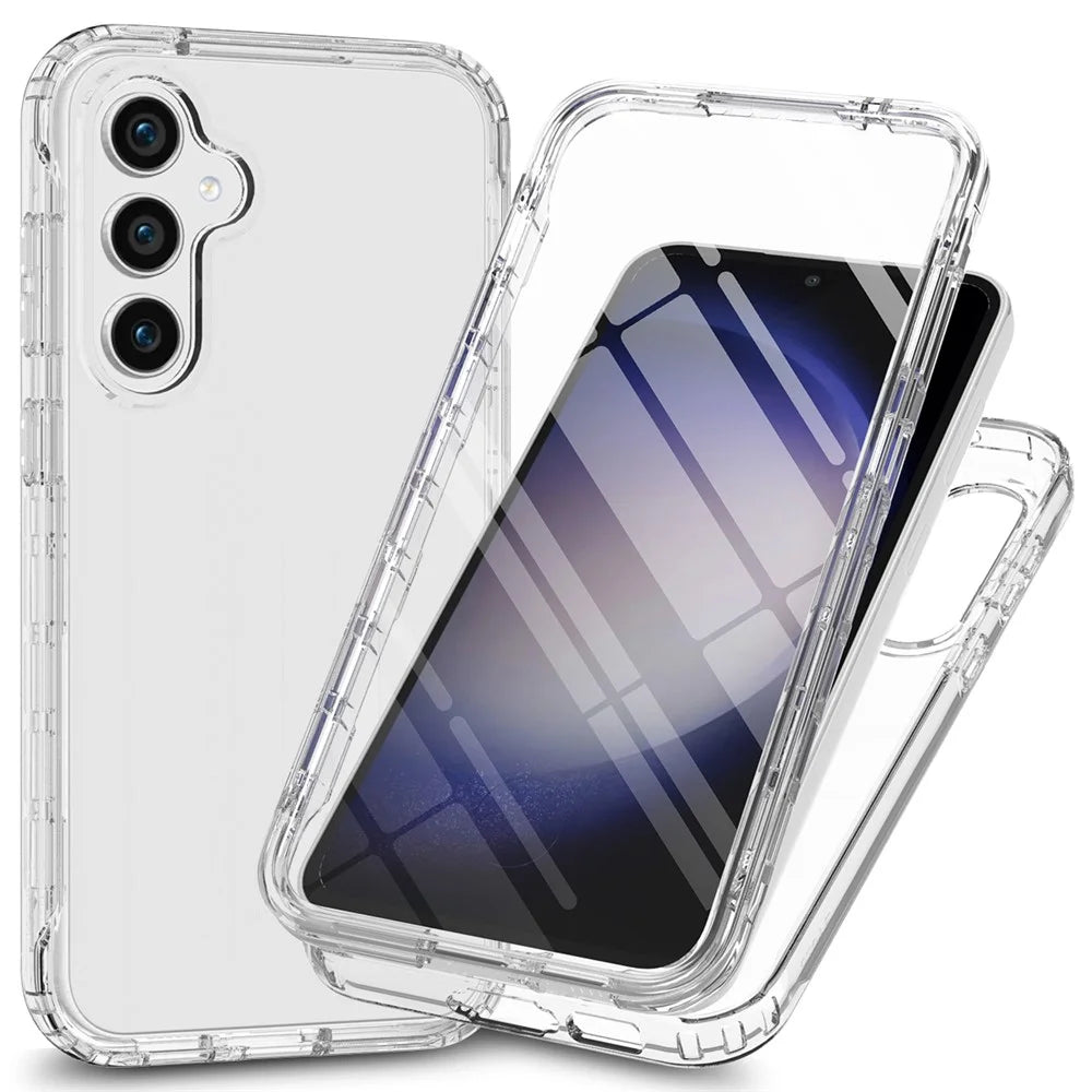 For Samsung Galaxy S24 Gradient Case Anti-Fall Corner Protection Phone Cover with PET Screen Film - Transparent - 1