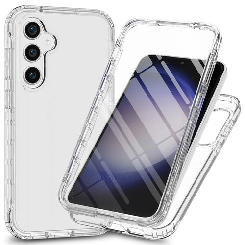 For Samsung Galaxy S24 Gradient Case Anti-Fall Corner Protection Phone Cover with PET Screen Film - Transparent - 1