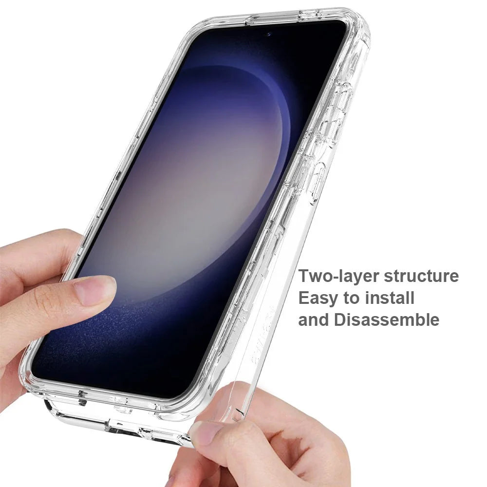For Samsung Galaxy S24 Gradient Case Anti-Fall Corner Protection Phone Cover with PET Screen Film - Transparent - 4