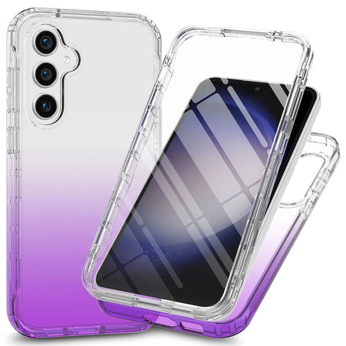 For Samsung Galaxy S24+ Transparent Case Gradient Phone Cover with PET Screen Film - Purple - 1