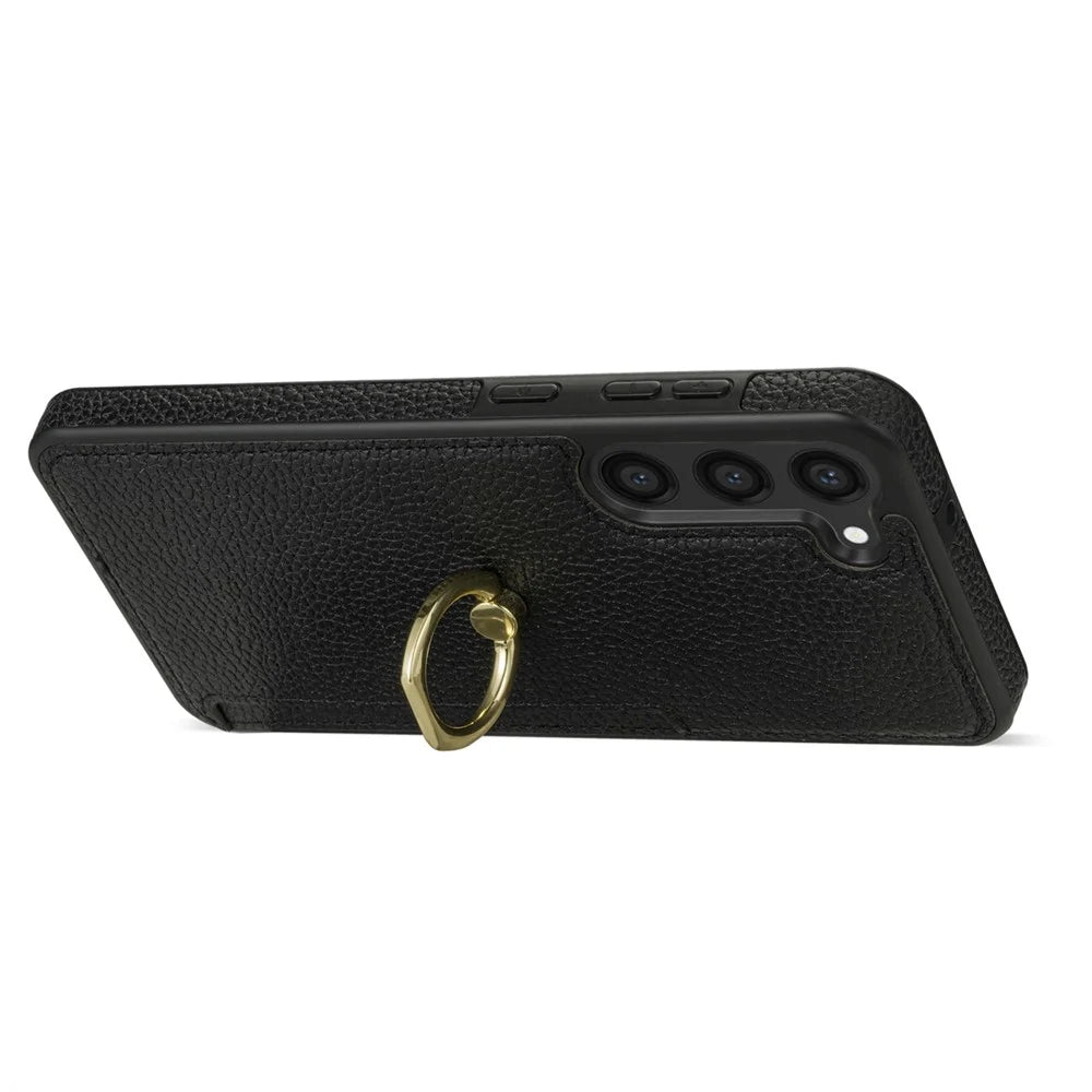 For Samsung Galaxy S24 Cell Phone Case PU Leather + TPU Card Holder Cover with Kickstand - Black - 2