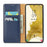 FIERRE SHANN For Samsung Galaxy S24 Case PU Leather Wallet Phone Guard Cover - Blue - 2