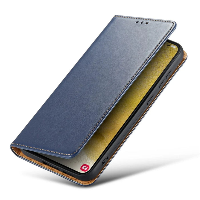 FIERRE SHANN For Samsung Galaxy S24 Case PU Leather Wallet Phone Guard Cover - Blue - 6
