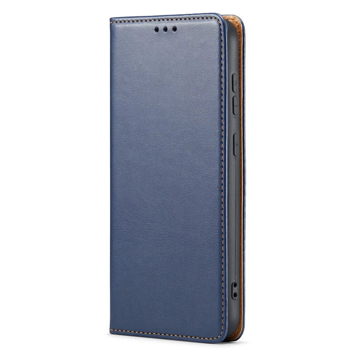 FIERRE SHANN For Samsung Galaxy S24 Case PU Leather Wallet Phone Guard Cover - Blue - 7