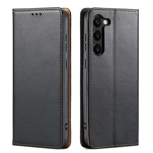 FIERRE SHANN For Samsung Galaxy S24+ Magnetic Case PU Leather+TPU Smart Phone Protector - Black - 1