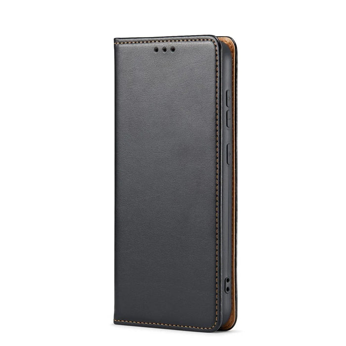 FIERRE SHANN For Samsung Galaxy S24+ Magnetic Case PU Leather+TPU Smart Phone Protector - Black - 7