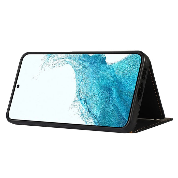 For Samsung Galaxy S24+ Case Wallet RFID Blocking Phone Kickstand Cover - Black - 4