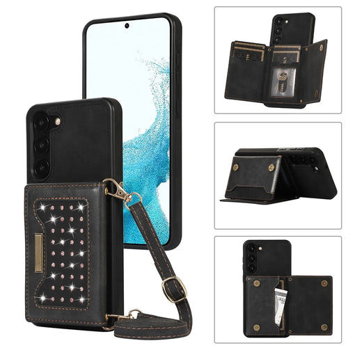 For Samsung Galaxy S24 Kickstand Case RFID Blocking Wallet Phone Cover - Black - 1