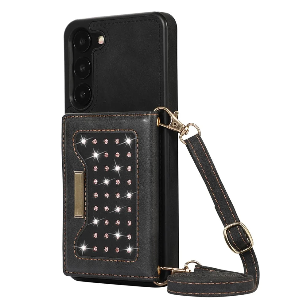 For Samsung Galaxy S24 Kickstand Case RFID Blocking Wallet Phone Cover - Black - 7