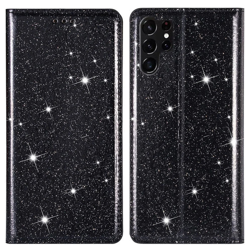 For Samsung Galaxy S24 Ultra Case Card Holder PU Leather Stand Cover - Black - 1