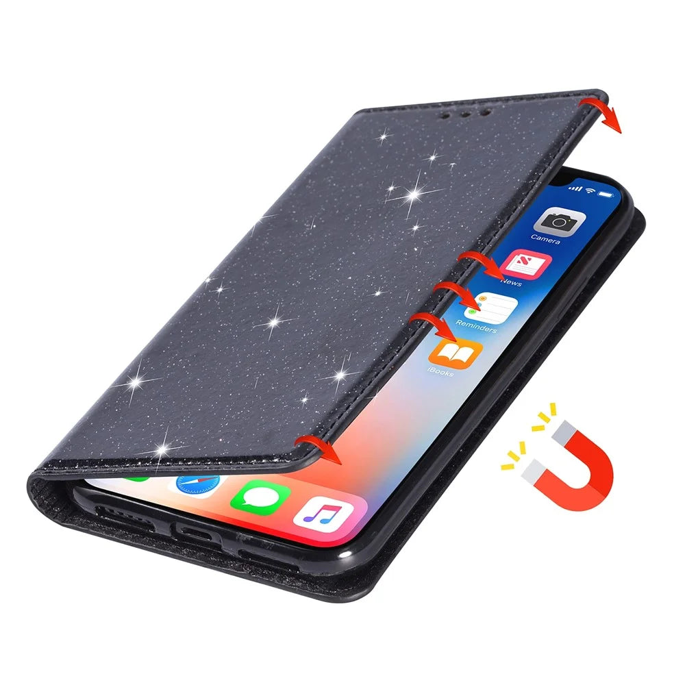 For Samsung Galaxy S24 Ultra Case Card Holder PU Leather Stand Cover - Black - 4