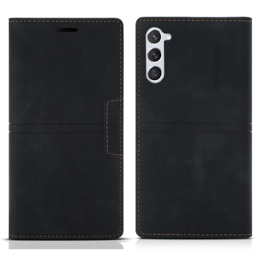 For Samsung Galaxy S24+ Case Wallet PU Leather Stand Phone Cover - Black - 1