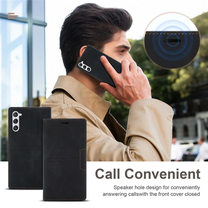 For Samsung Galaxy S24+ Case Wallet PU Leather Stand Phone Cover - Black - 6