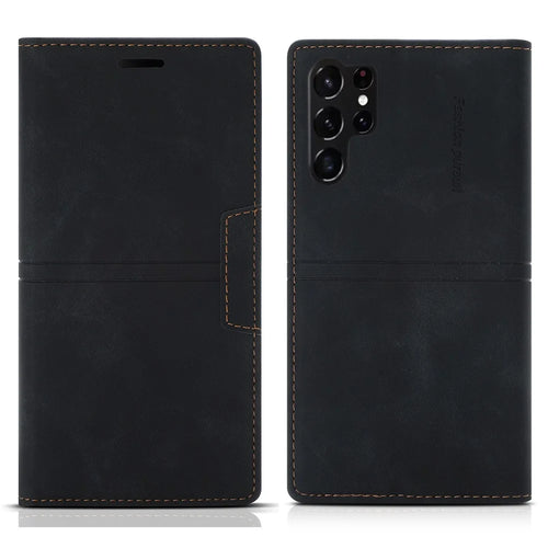 For Samsung Galaxy S24 Ultra Case Auto Closing Magnetic Phone Wallet Cover - Black - 1