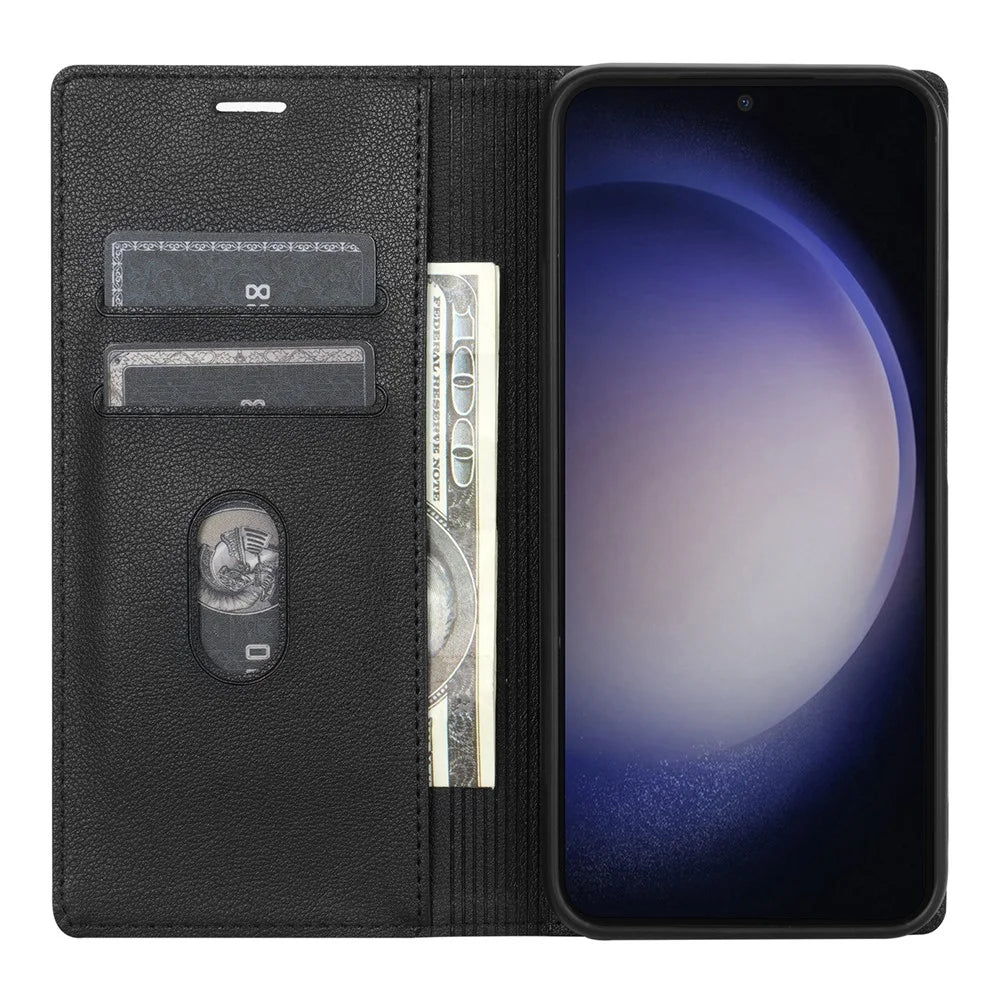 BKS-001 For Samsung Galaxy S24+ Case Anti-drop PU Leather Stand Card Holder Smart Phone Cover - Black - 2