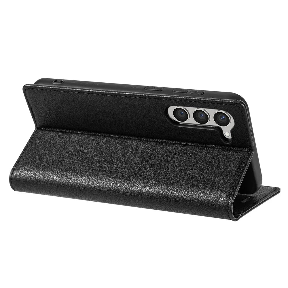BKS-001 For Samsung Galaxy S24+ Case Anti-drop PU Leather Stand Card Holder Smart Phone Cover - Black - 3