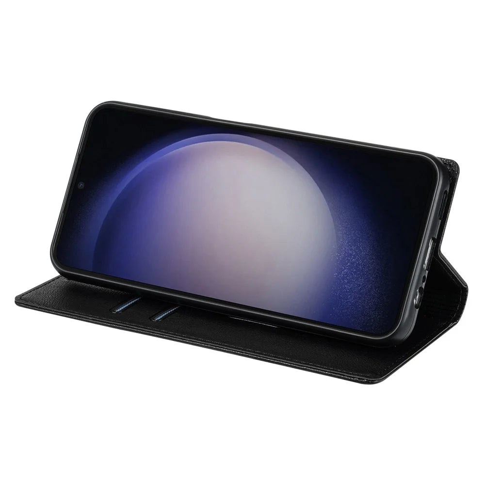 BKS-001 For Samsung Galaxy S24+ Case Anti-drop PU Leather Stand Card Holder Smart Phone Cover - Black - 4