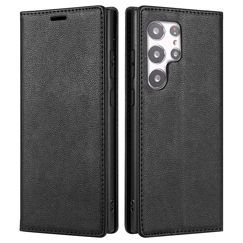 BKS-001 For Samsung Galaxy S24 Ultra Case PU Leather Stand Wallet Phone Protector - Black - 1