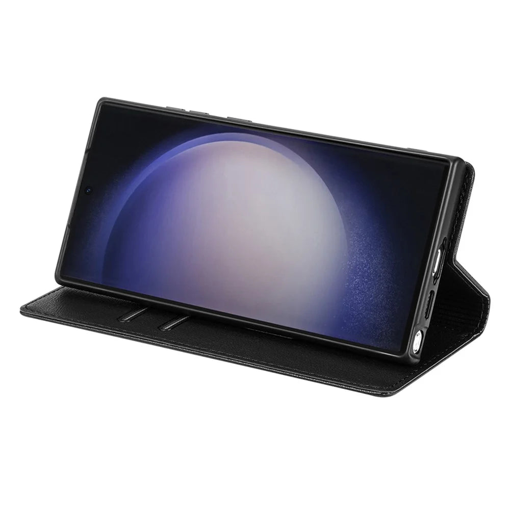 BKS-001 For Samsung Galaxy S24 Ultra Case PU Leather Stand Wallet Phone Protector - Black - 3