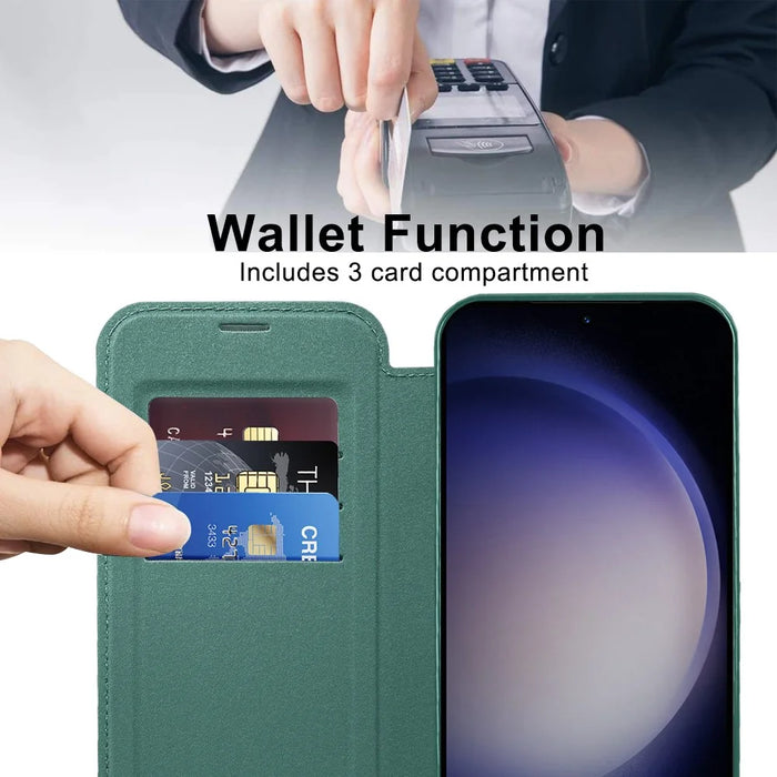 For Samsung Galaxy S24+ Clear Case RFID Blocking Electroplating Phone Case Magnetic Case - Pink - 3