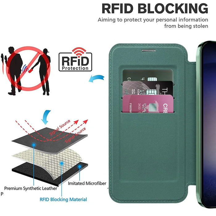 For Samsung Galaxy S24+ Clear Case RFID Blocking Electroplating Phone Case Magnetic Case - Pink - 5
