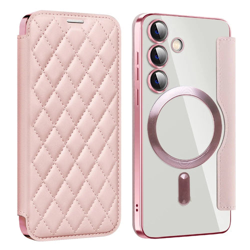 For Samsung Galaxy S24 Magnetic Case Card Holder Phone Cover - Pink - 1
