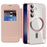 For Samsung Galaxy S24 Magnetic Case Card Holder Phone Cover - Pink - 3