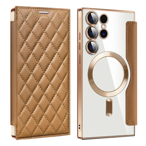 For Samsung Galaxy S24 Ultra Case Anti-Drop PU Leather Phone Cover Magnetic Case - Brown - 1