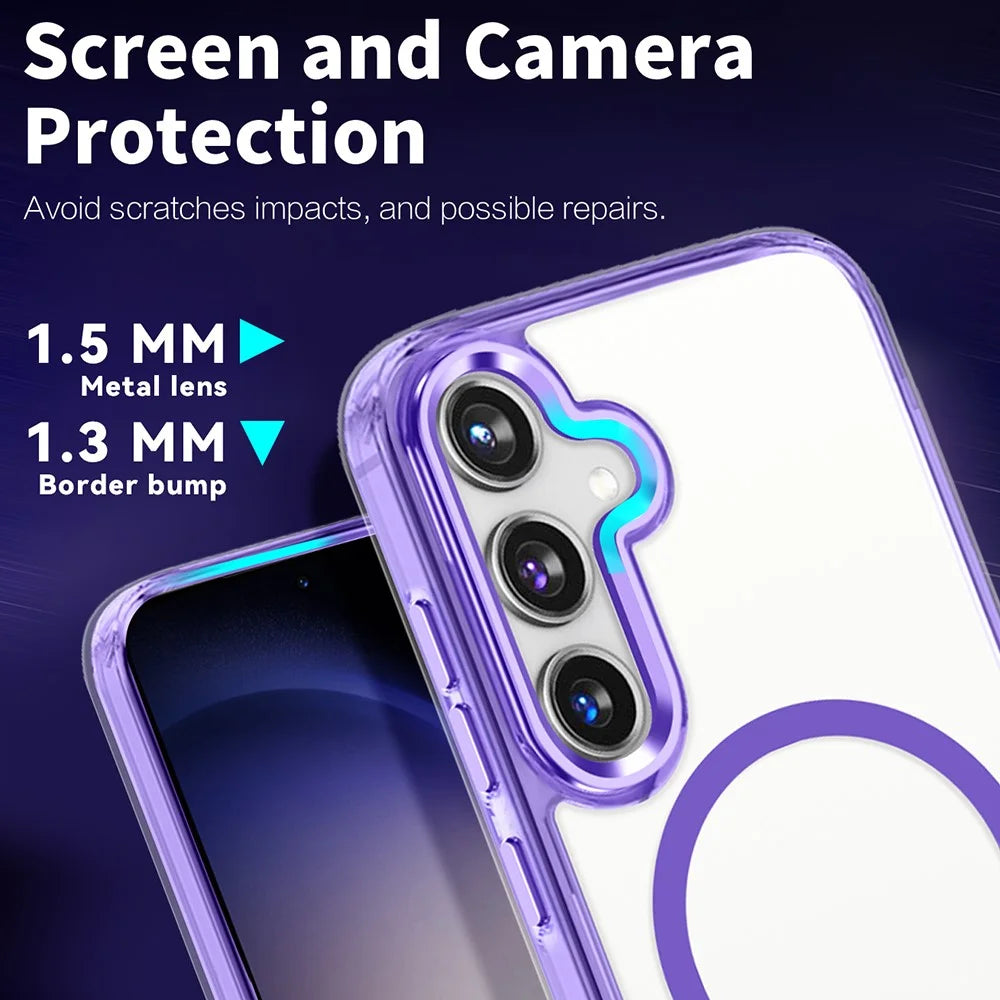 For Samsung Galaxy S24 Case Anti-Scratch PC + TPU Clear Phone Cover Magnetic Case - Purple - 4