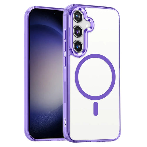 For Samsung Galaxy S24+ Clear Case Shockproof PC + TPU Phone Cover Magnetic Case - Purple - 1