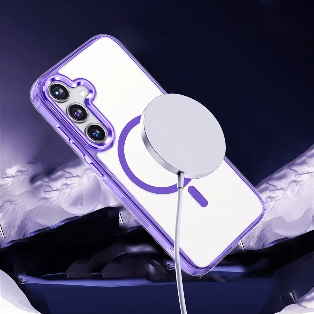 For Samsung Galaxy S24+ Clear Case Shockproof PC + TPU Phone Cover Magnetic Case - Purple - 2